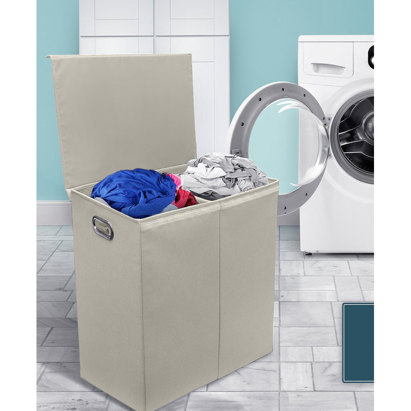 Ebern Designs Divider Double Sorter Foldable Laundry Sorter with Lid